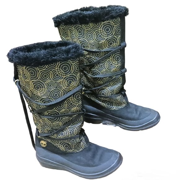 Timberland Black Gold Genuine Leather Boots Size 7 - Picture 9 of 10